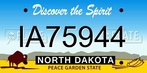 IA75944 North Dakota License Plate