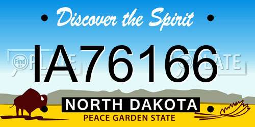 IA76166 North Dakota License Plate