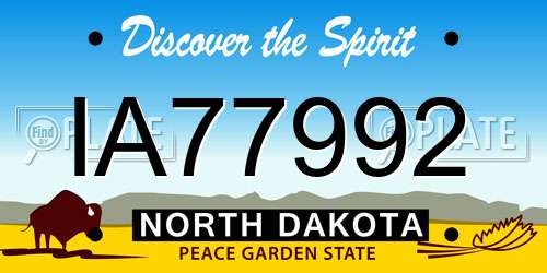 IA77992 North Dakota License Plate