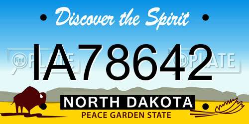 IA78642 North Dakota License Plate