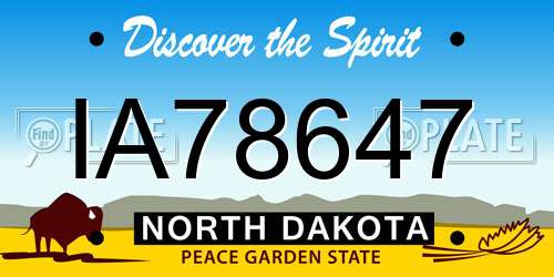 IA78647 North Dakota License Plate