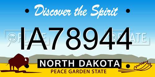 IA78944 North Dakota License Plate