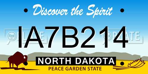 IA7B214 North Dakota License Plate