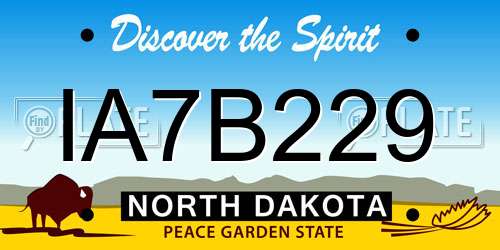 IA7B229 North Dakota License Plate