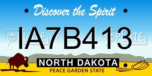 IA7B413 North Dakota License Plate