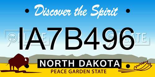 IA7B496 North Dakota License Plate