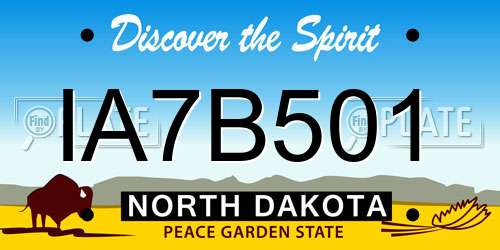 IA7B501 North Dakota License Plate