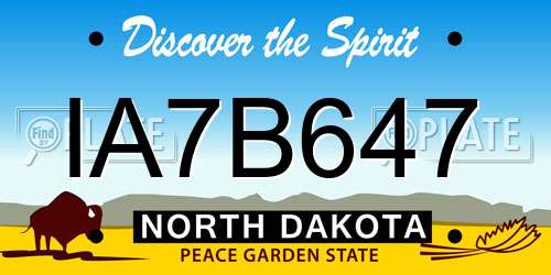 IA7B647 North Dakota License Plate