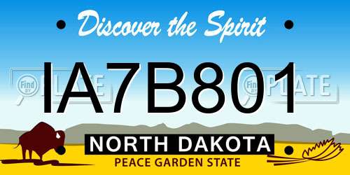 IA7B801 North Dakota License Plate