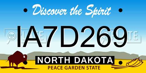 IA7D269 North Dakota License Plate