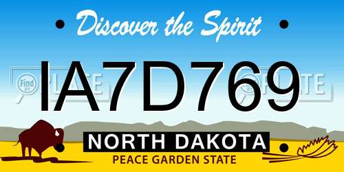 IA7D769 North Dakota License Plate