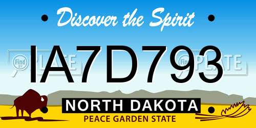 IA7D793 North Dakota License Plate
