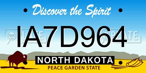 IA7D964 North Dakota License Plate