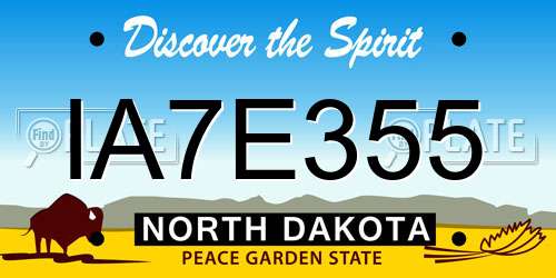 IA7E355 North Dakota License Plate
