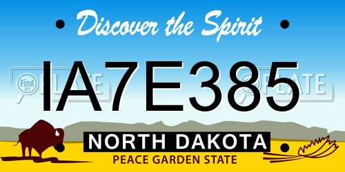 IA7E385 North Dakota License Plate