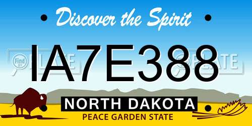 IA7E388 North Dakota License Plate