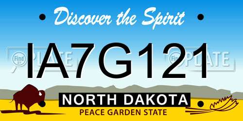 IA7G121 North Dakota License Plate