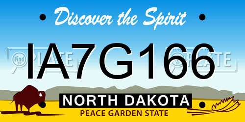 IA7G166 North Dakota License Plate