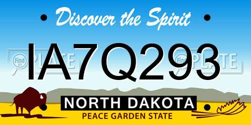 IA7Q293 North Dakota License Plate