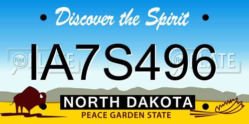 IA7S496 North Dakota License Plate