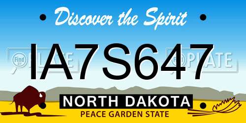 IA7S647 North Dakota License Plate