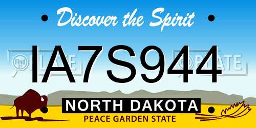 IA7S944 North Dakota License Plate