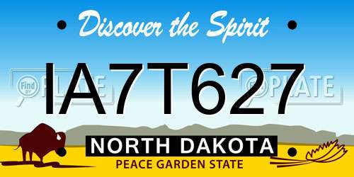 IA7T627 North Dakota License Plate