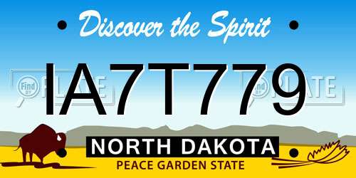 IA7T779 North Dakota License Plate