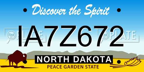 IA7Z672 North Dakota License Plate