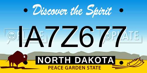 IA7Z677 North Dakota License Plate