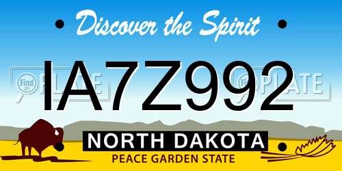 IA7Z992 North Dakota License Plate