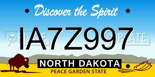 IA7Z997 North Dakota License Plate