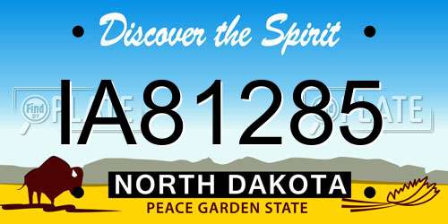 IA81285 North Dakota License Plate