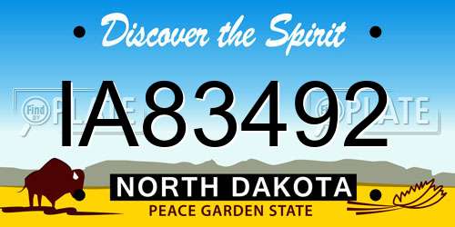 IA83492 North Dakota License Plate