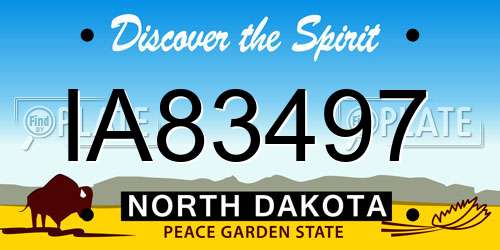 IA83497 North Dakota License Plate