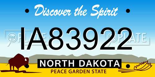 IA83922 North Dakota License Plate