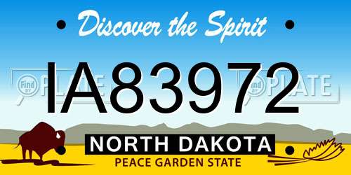 IA83972 North Dakota License Plate