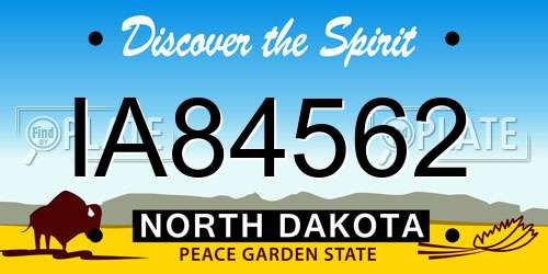 IA84562 North Dakota License Plate