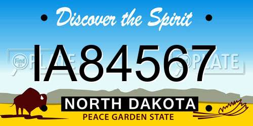 IA84567 North Dakota License Plate