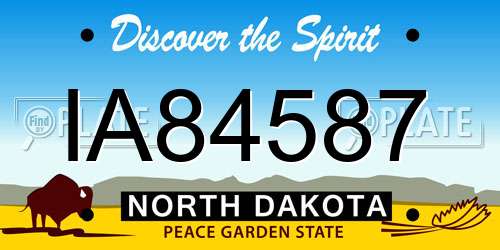 IA84587 North Dakota License Plate