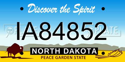 IA84852 North Dakota License Plate