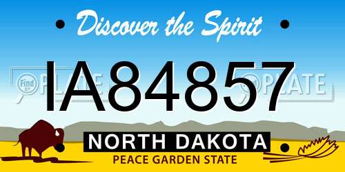 IA84857 North Dakota License Plate