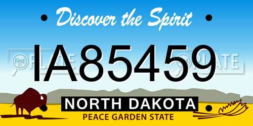 IA85459 North Dakota License Plate