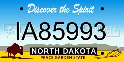IA85993 North Dakota License Plate