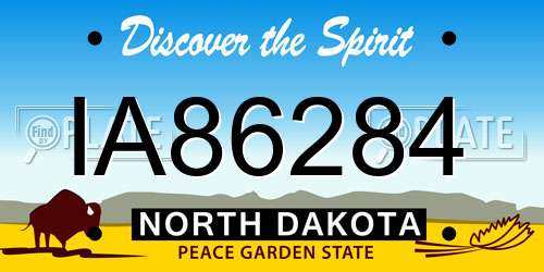 IA86284 North Dakota License Plate