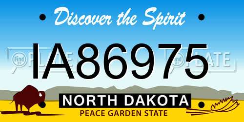 IA86975 North Dakota License Plate