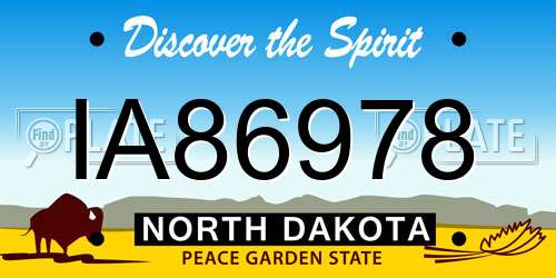 IA86978 North Dakota License Plate