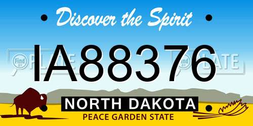 IA88376 North Dakota License Plate