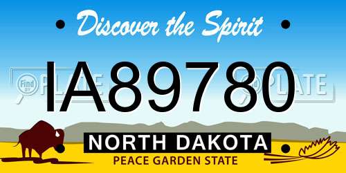 IA89780 North Dakota License Plate
