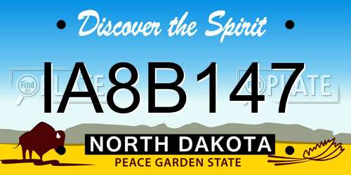 IA8B147 North Dakota License Plate